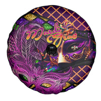 Happy Mardi Gras Spare Tire Cover Mask Feather Colorfull - Wonder Print Shop