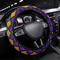 Happy Mardi Gras Steering Wheel Cover Mask Feather Colorfull - Wonder Print Shop