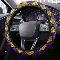Happy Mardi Gras Steering Wheel Cover Mask Feather Colorfull - Wonder Print Shop