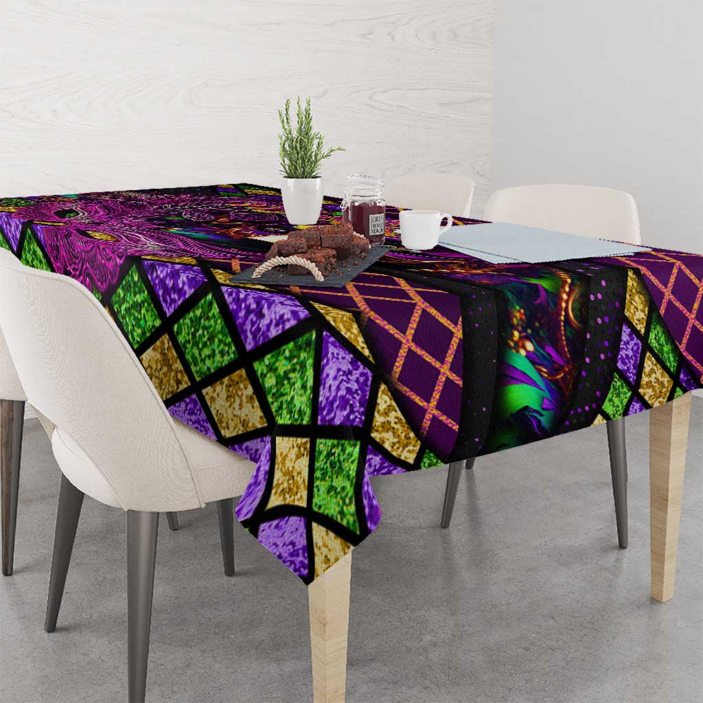 Happy Mardi Gras Tablecloth Mask Feather Colorfull - Wonder Print Shop