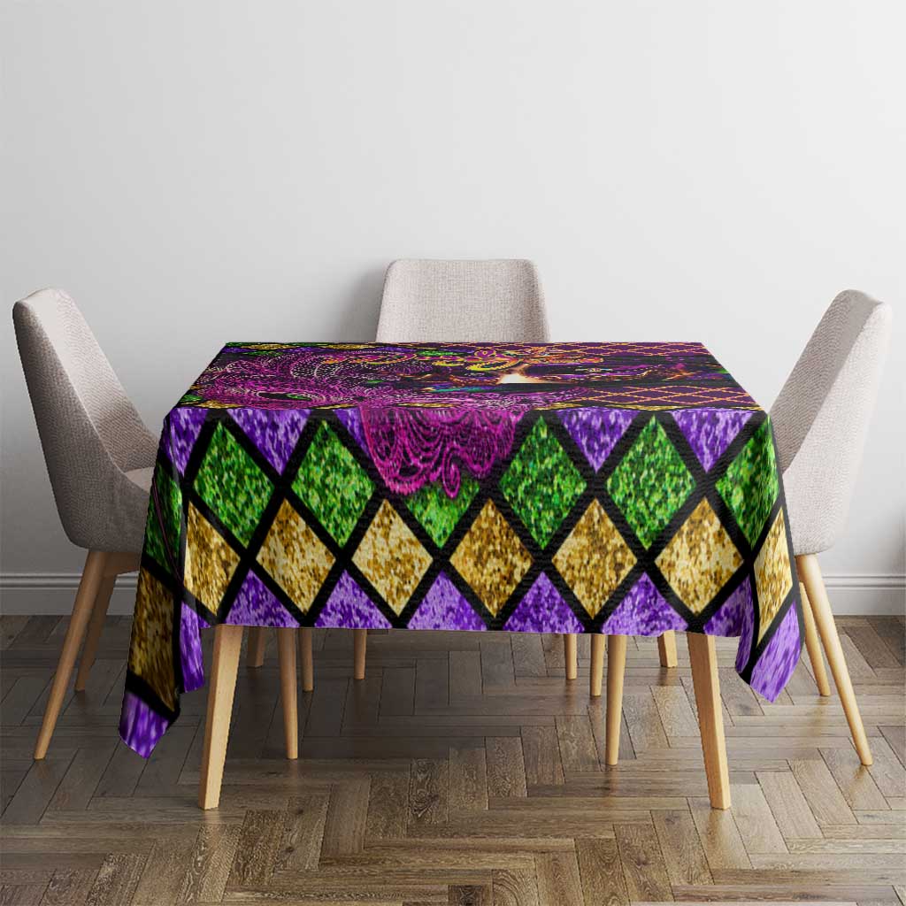 Happy Mardi Gras Tablecloth Mask Feather Colorfull - Wonder Print Shop