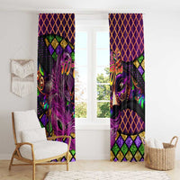 Happy Mardi Gras Window Curtain Mask Feather Colorfull - Wonder Print Shop