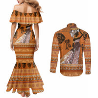 Personalized Beautiful Woman African Couples Matching Mermaid Dress and Long Sleeve Button Shirt