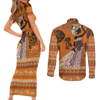 Personalized Beautiful Woman African Couples Matching Short Sleeve Bodycon Dress and Long Sleeve Button Shirt - Wonder Print Shop