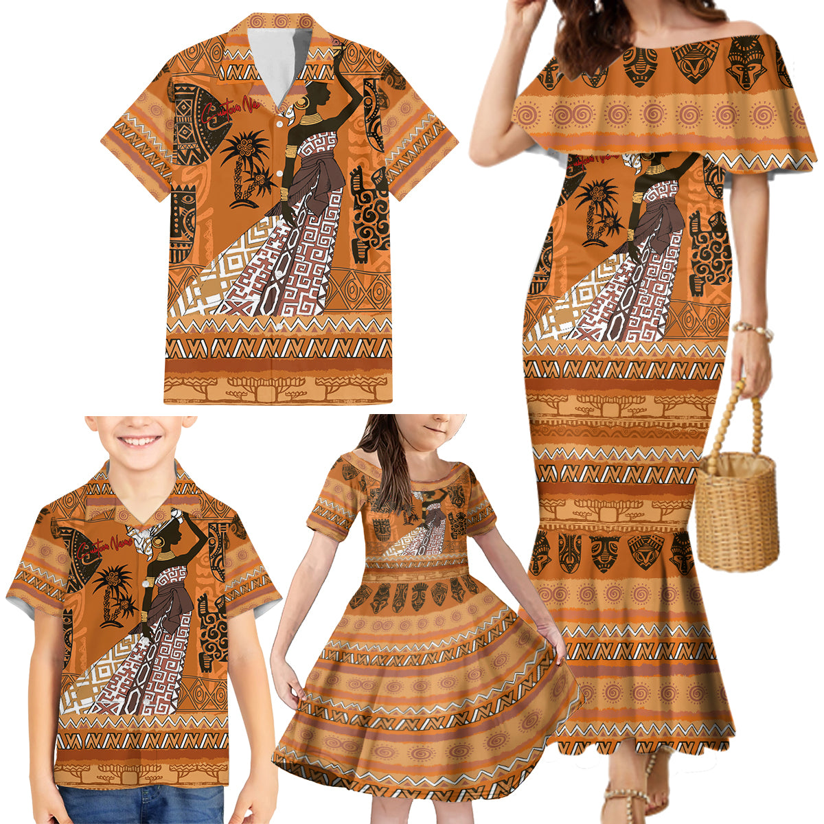 Personalized Beautiful Woman African Family Matching Mermaid Dress and Hawaiian Shirt - Wonder Print Shop
