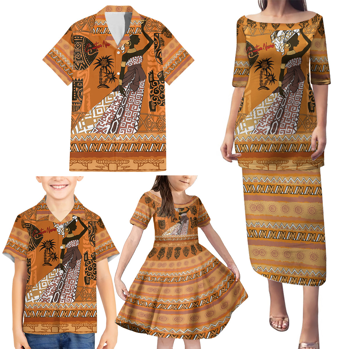 Personalized Beautiful Woman African Family Matching Puletasi and Hawaiian Shirt - Wonder Print Shop