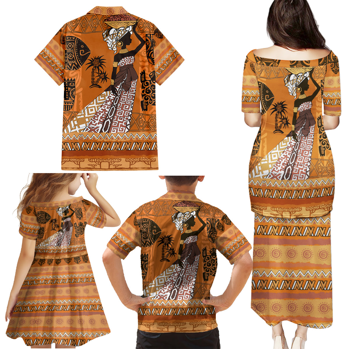 Personalized Beautiful Woman African Family Matching Puletasi and Hawaiian Shirt - Wonder Print Shop