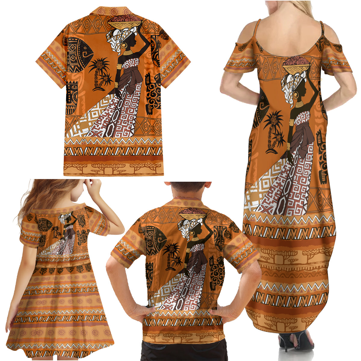 Personalized Beautiful Woman African Family Matching Summer Maxi Dress and Hawaiian Shirt - Wonder Print Shop