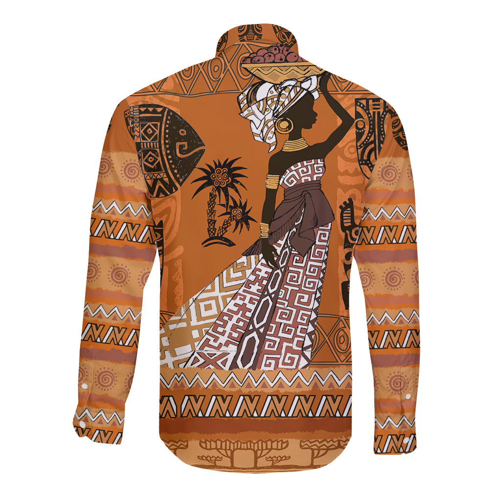 Personalized Beautiful Woman African Long Sleeve Button Shirt - Wonder Print Shop