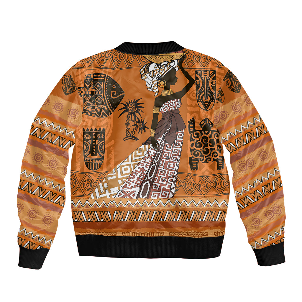 Personalized Beautiful Woman African Sleeve Zip Bomber Jacket - Wonder Print Shop
