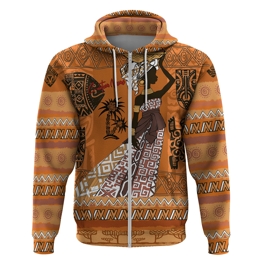 Personalized Beautiful Woman African Zip Hoodie - Wonder Print Shop