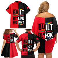 Built By Black History Family Matching Off Shoulder Short Dress and Hawaiian Shirt - Wonder Print Shop