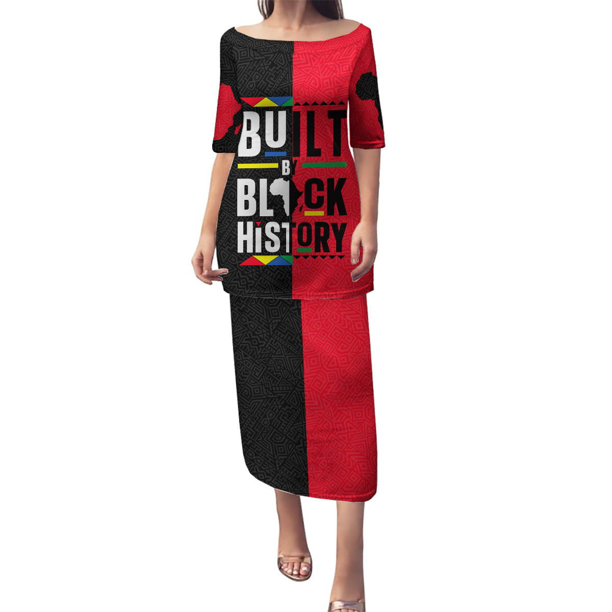 Built By Black History Family Matching Puletasi and Hawaiian Shirt - Wonder Print Shop