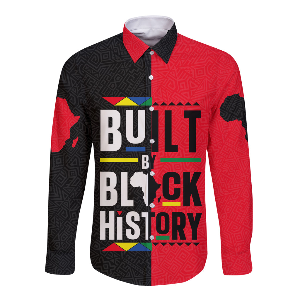 Built By Black History Long Sleeve Button Shirt - Wonder Print Shop
