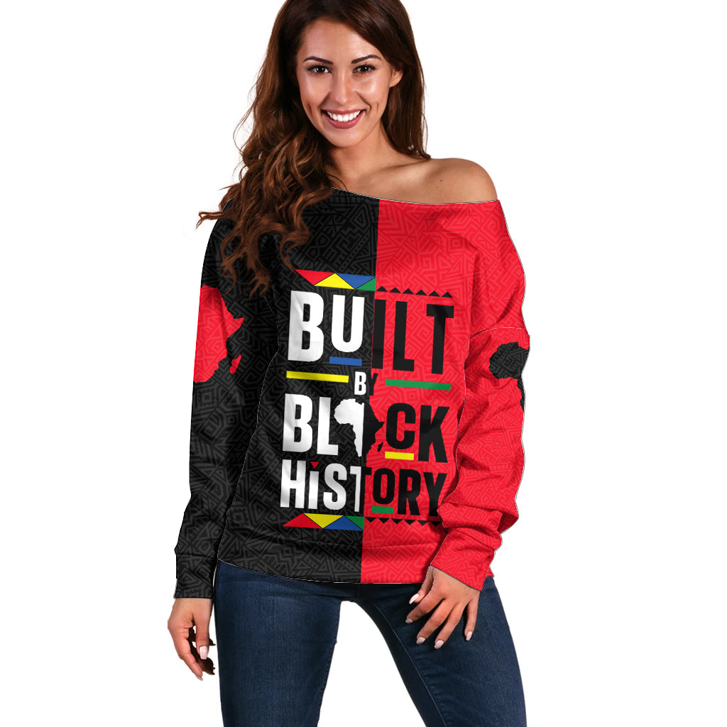Built By Black History Off Shoulder Sweater - Wonder Print Shop