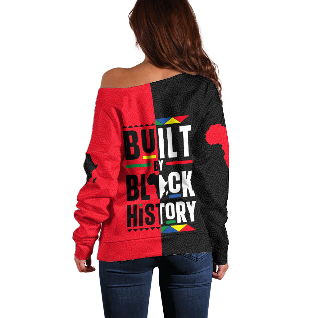 Built By Black History Off Shoulder Sweater - Wonder Print Shop