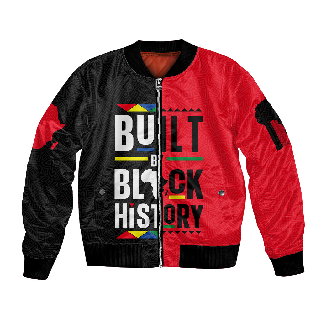 Built By Black History Sleeve Zip Bomber Jacket - Wonder Print Shop