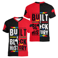 Built By Black History Women V Neck T Shirt - Wonder Print Shop