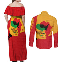 Black History Month Couples Matching Off Shoulder Maxi Dress and Long Sleeve Button Shirt African February - Wonder Print Shop