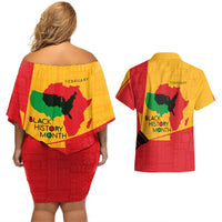 Black History Month Couples Matching Off Shoulder Short Dress and Hawaiian Shirt African February - Wonder Print Shop