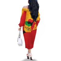 Black History Month Family Matching Off Shoulder Long Sleeve Dress and Hawaiian Shirt African February - Wonder Print Shop