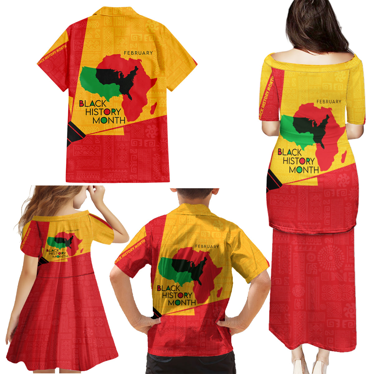 Black History Month Family Matching Puletasi and Hawaiian Shirt African February - Wonder Print Shop