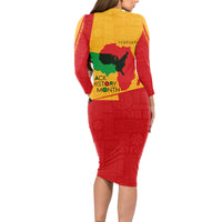 Black History Month Long Sleeve Bodycon Dress African February - Wonder Print Shop