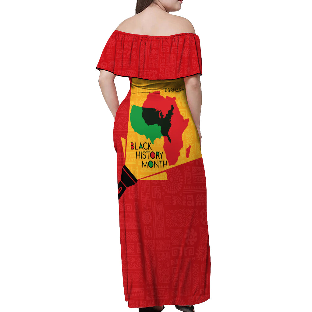 Black History Month Off Shoulder Maxi Dress African February - Wonder Print Shop