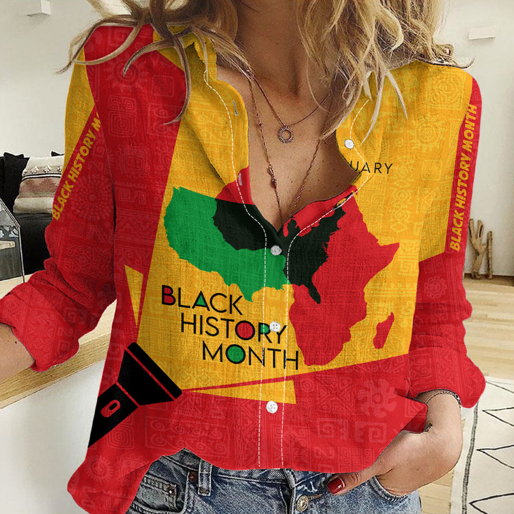 Black History Month Women Casual Shirt African February - Wonder Print Shop