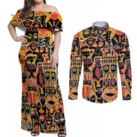 Personalized The Spirit Of Africa Couples Matching Off Shoulder Maxi Dress and Long Sleeve Button Shirt - Wonder Print Shop