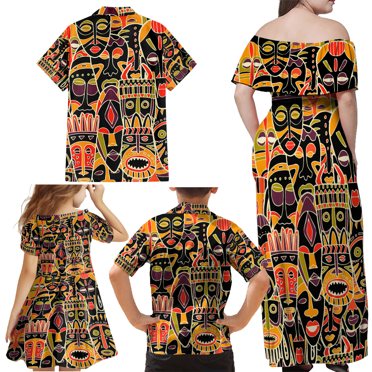 Personalized The Spirit Of Africa Family Matching Off Shoulder Maxi Dress and Hawaiian Shirt - Wonder Print Shop