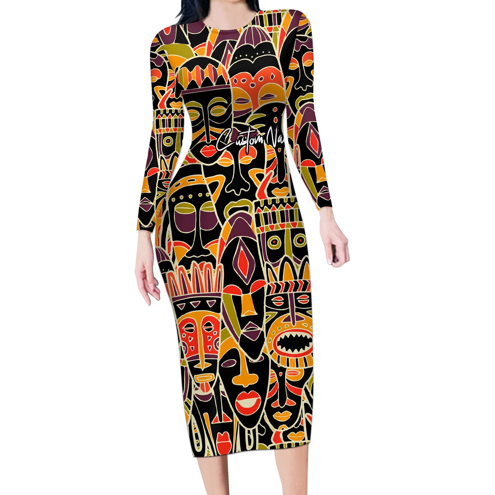 Personalized The Spirit Of Africa Long Sleeve Bodycon Dress - Wonder Print Shop