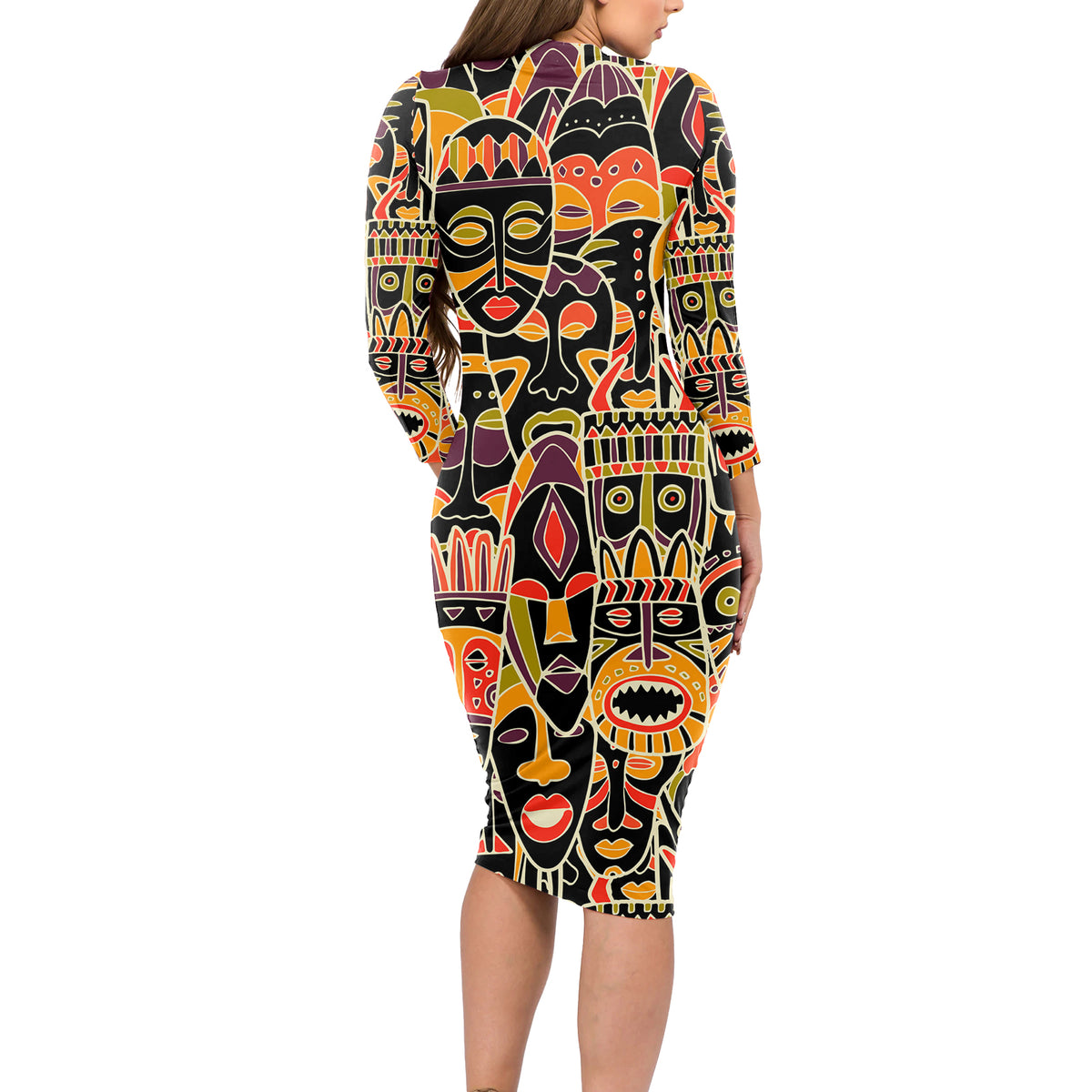Personalized The Spirit Of Africa Long Sleeve Bodycon Dress - Wonder Print Shop