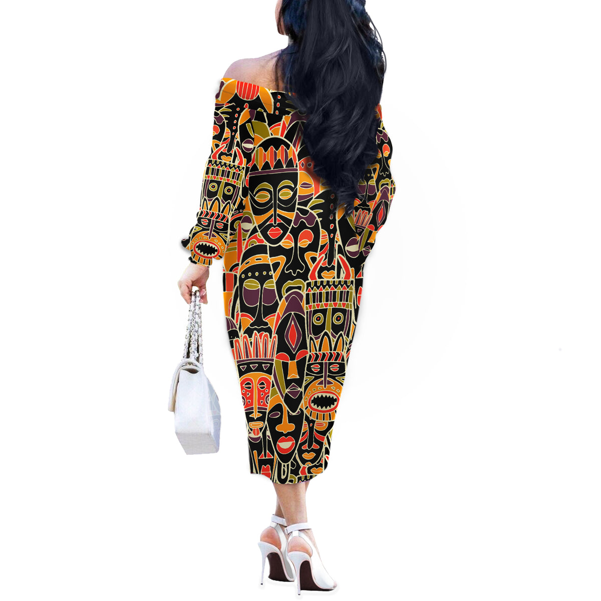 Personalized The Spirit Of Africa Off The Shoulder Long Sleeve Dress - Wonder Print Shop