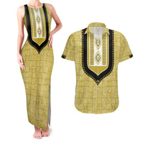 Personalized African Mudcloth Dashiki Couples Matching Tank Maxi Dress and Hawaiian Shirt - Wonder Print Shop