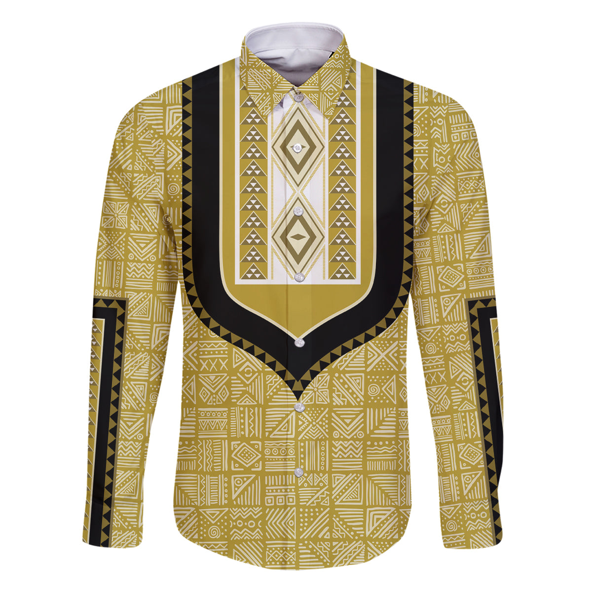 Personalized African Mudcloth Dashiki Family Matching Long Sleeve Bodycon Dress and Hawaiian Shirt - Wonder Print Shop