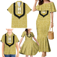 Personalized African Mudcloth Dashiki Family Matching Mermaid Dress and Hawaiian Shirt - Wonder Print Shop