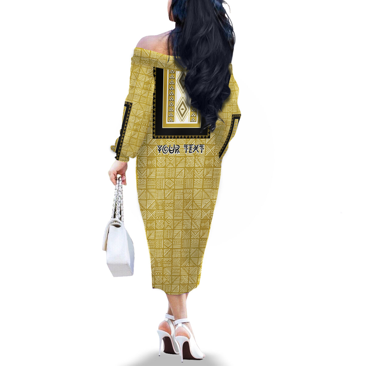 Personalized African Mudcloth Dashiki Family Matching Off Shoulder Long Sleeve Dress and Hawaiian Shirt - Wonder Print Shop