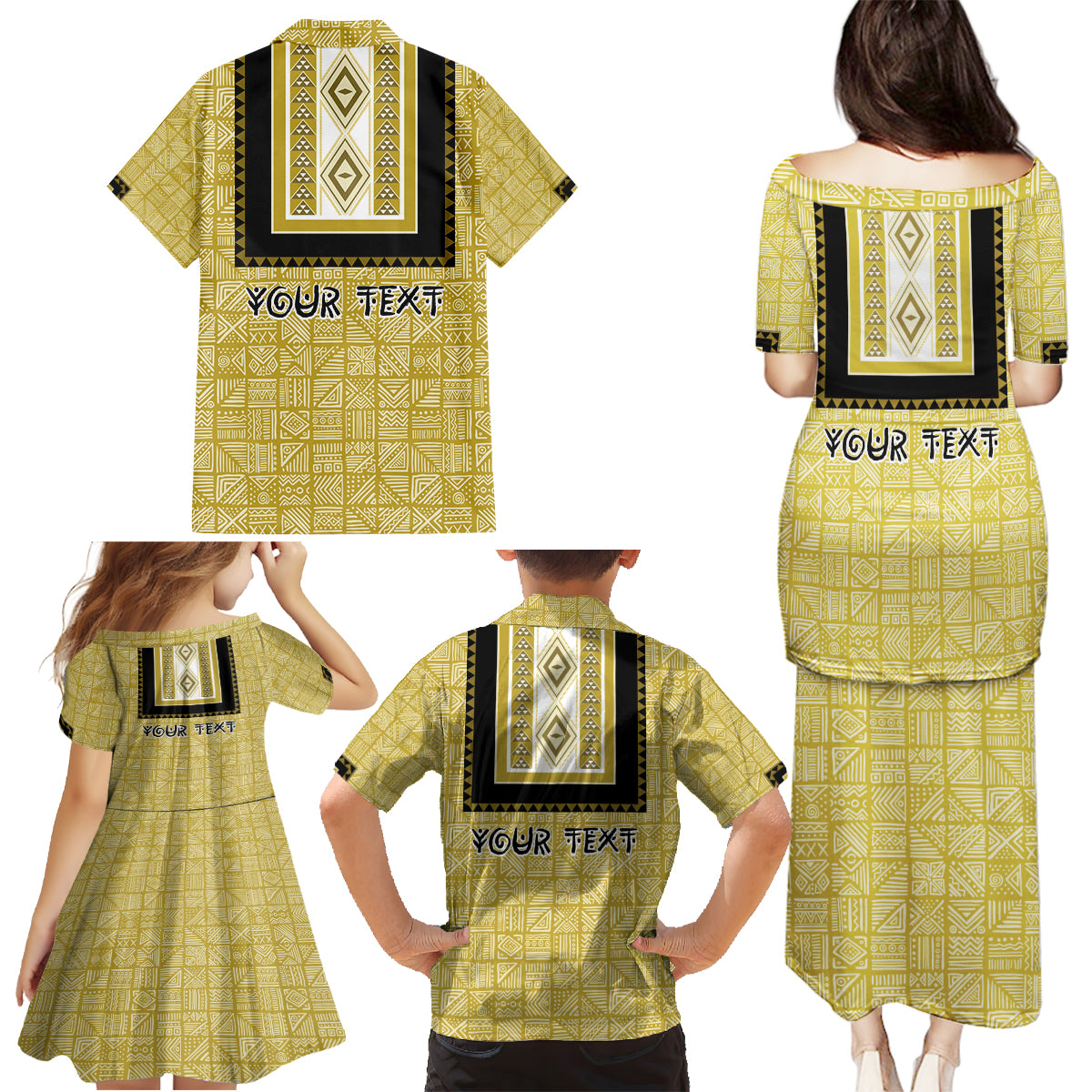Personalized African Mudcloth Dashiki Family Matching Puletasi and Hawaiian Shirt - Wonder Print Shop
