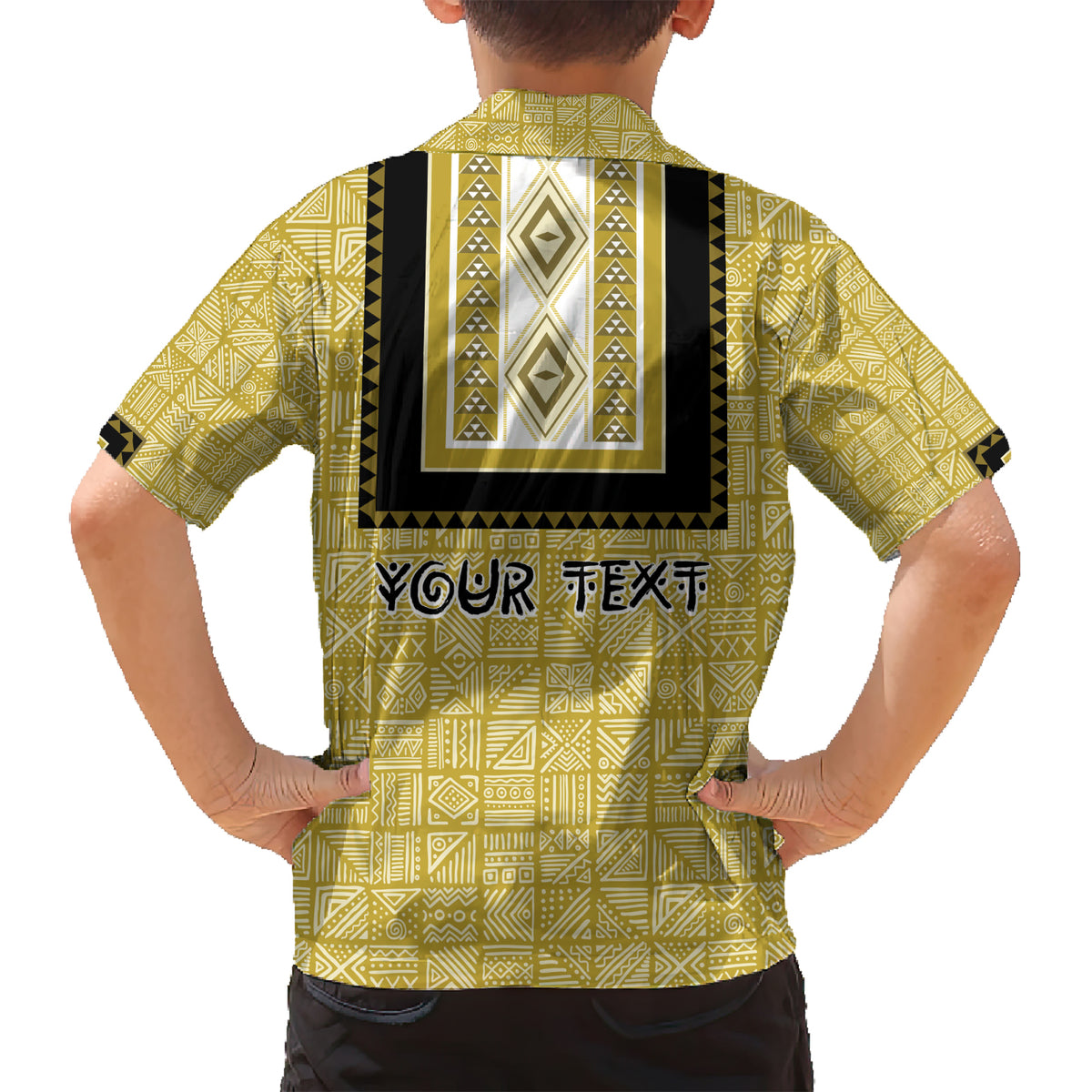 Personalized African Mudcloth Dashiki Family Matching Short Sleeve Bodycon Dress and Hawaiian Shirt - Wonder Print Shop