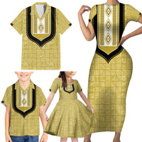 Personalized African Mudcloth Dashiki Family Matching Short Sleeve Bodycon Dress and Hawaiian Shirt - Wonder Print Shop