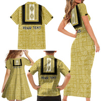Personalized African Mudcloth Dashiki Family Matching Short Sleeve Bodycon Dress and Hawaiian Shirt - Wonder Print Shop