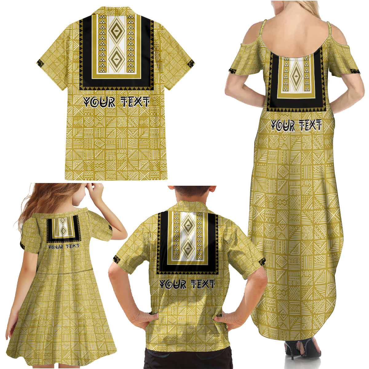 Personalized African Mudcloth Dashiki Family Matching Summer Maxi Dress and Hawaiian Shirt - Wonder Print Shop