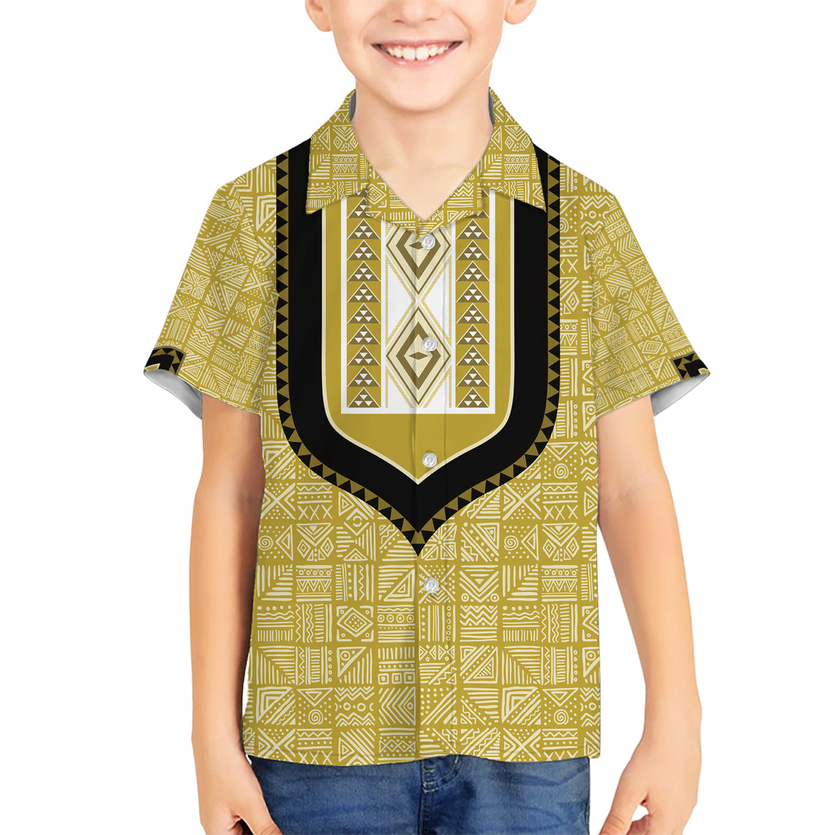 Personalized African Mudcloth Dashiki Kid Hawaiian Shirt - Wonder Print Shop