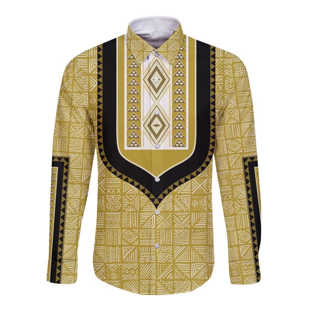 Personalized African Mudcloth Dashiki Long Sleeve Button Shirt - Wonder Print Shop