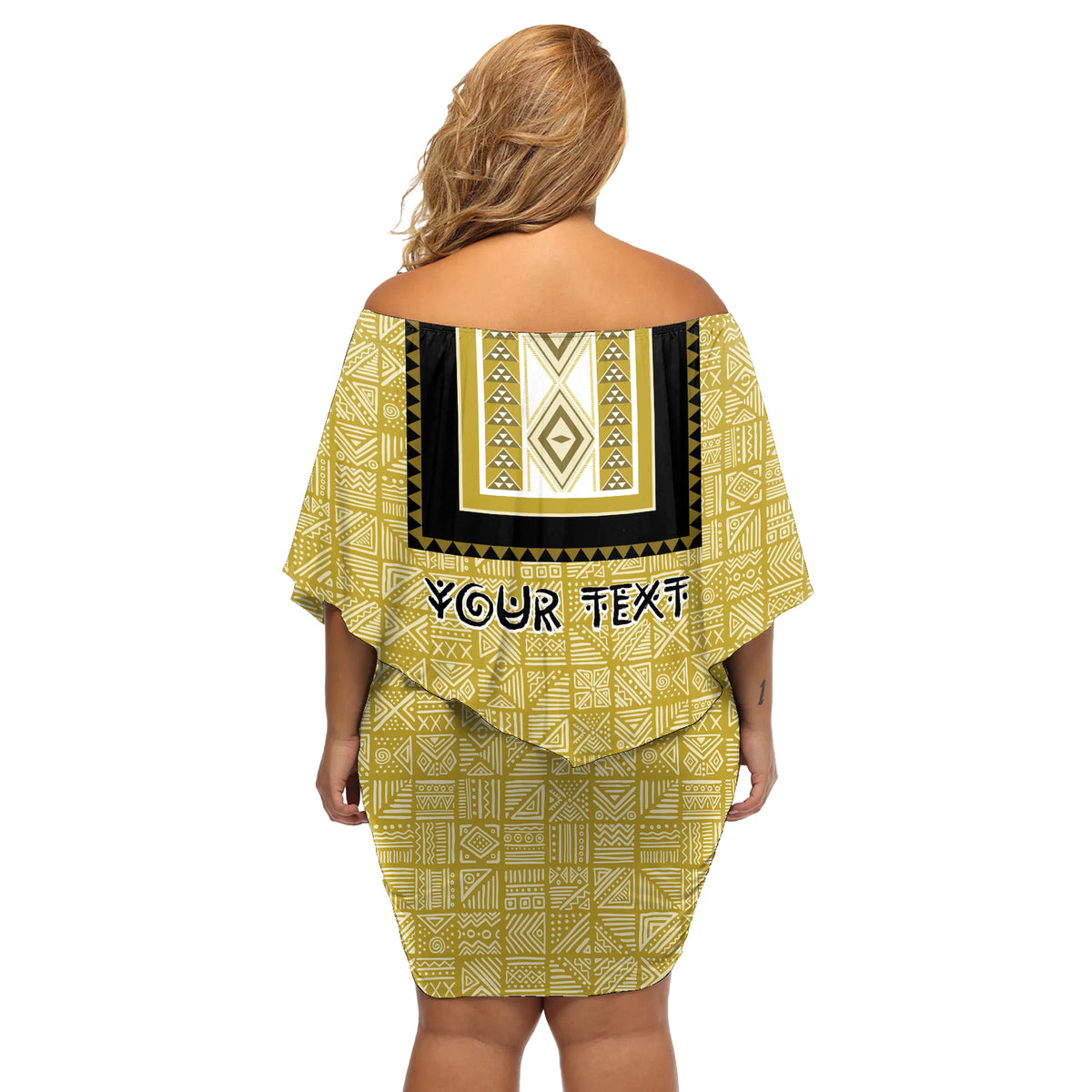 Personalized African Mudcloth Dashiki Off Shoulder Short Dress - Wonder Print Shop