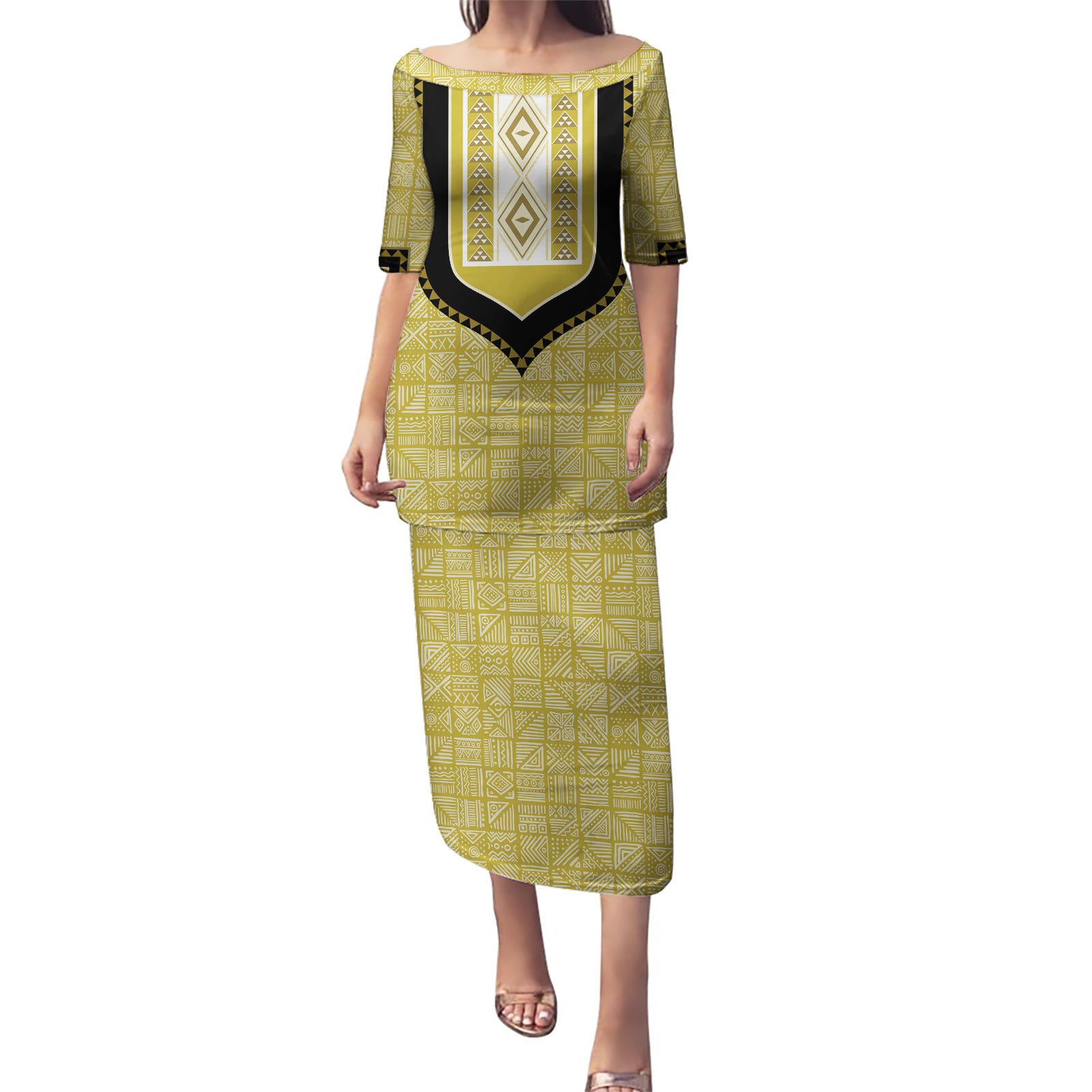 Personalized African Mudcloth Dashiki Puletasi - Wonder Print Shop