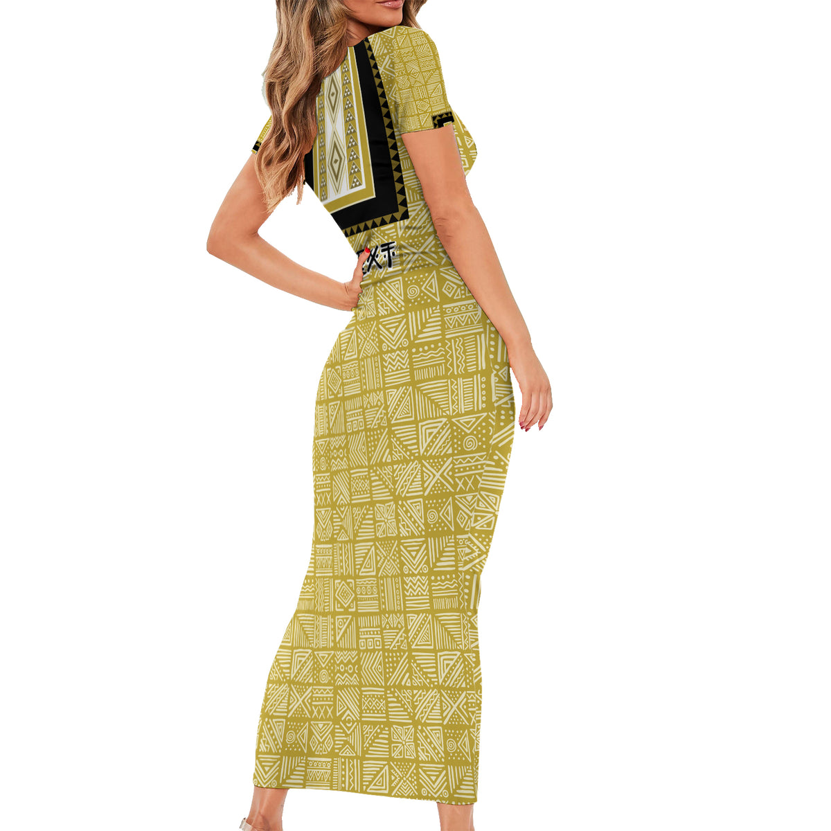 Personalized African Mudcloth Dashiki Short Sleeve Bodycon Dress - Wonder Print Shop