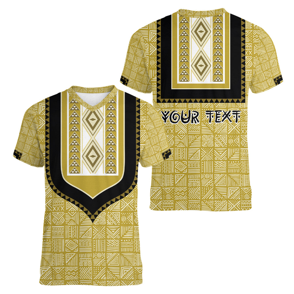 Personalized African Mudcloth Dashiki Women V Neck T Shirt - Wonder Print Shop