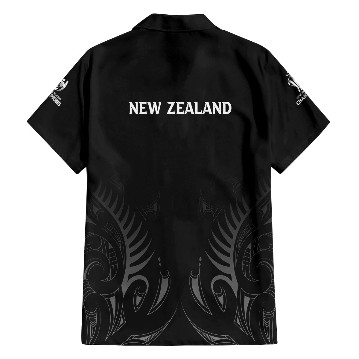New Zealand Family Matching Long Sleeve Bodycon Dress and Hawaiian Shirt Rugby 2023 Champions Black - Wonder Print Shop